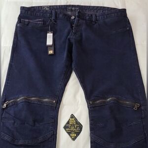 Cult of Individuality Greaser Moto Jeans 40/34 Black n Blue